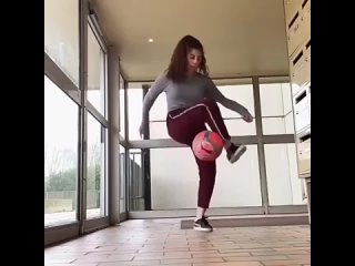 the girl is cool with the ball